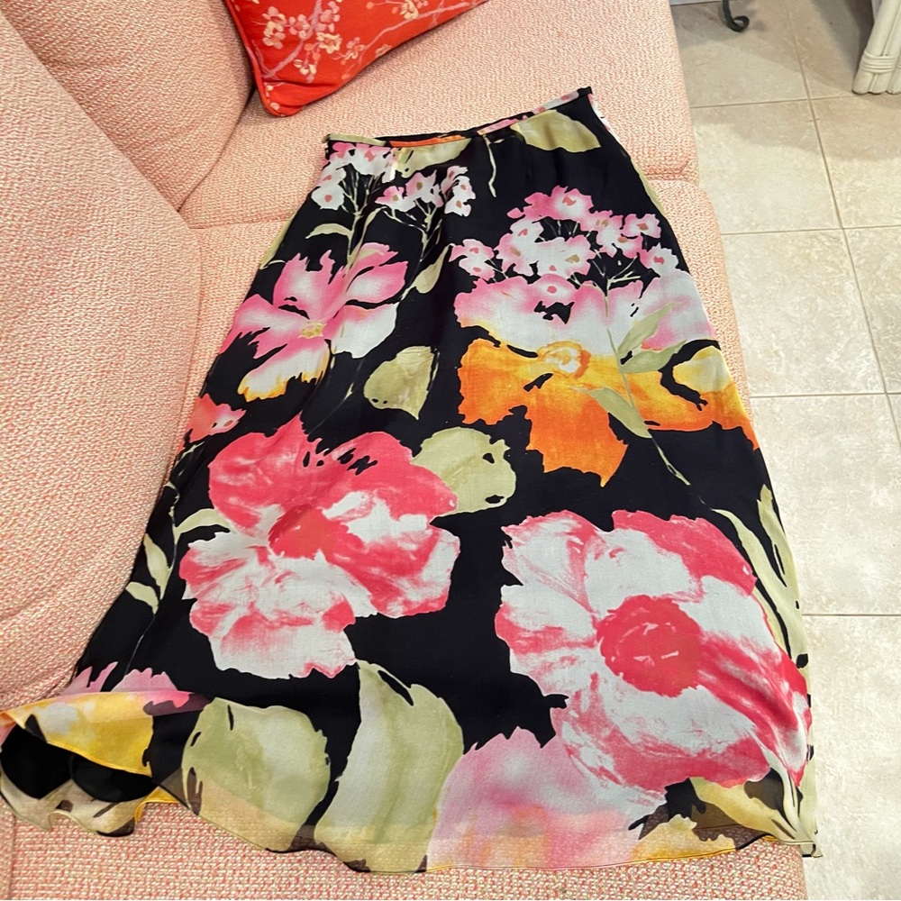 Dana Buchman Vibrant Floral A-Line Skirt NWOT